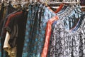 Clothes rack with boho hippie style women`s fashion