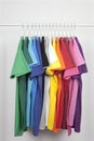 Clothes rack with colored tshirts