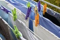 Clothes rack with towels and bedlinen drying