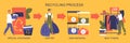 Clothes Recycling Infographic Set Royalty Free Stock Photo