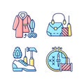 Clothes repair RGB color icons set