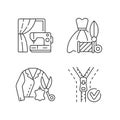 Clothes repair service linear icons set