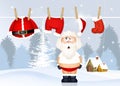 Clothes of Santa Claus hanging