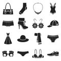 Clothes set icons in black style. Big collection clothes vector symbol stock illustration