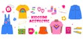 Clothes,shoes,socks,panama and accessories for girls in bright neon colors in the style of the 90s. Kidcore aesthetic