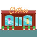 Clothes shop and store, building front flat style. Vector illustration