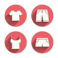 Clothes signs. T-shirt and pants with shorts