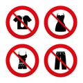 Clothes signs. T-shirt with tie and pants Royalty Free Stock Photo