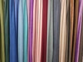 Clothes stack. Bright colourful fabric Royalty Free Stock Photo