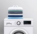 Clothes Stack On Washing Machine Royalty Free Stock Photo