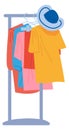 Clothes store rack icon. Wardrobe concept. Dress hanger