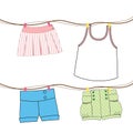 clothes on string. Vector illustration decorative design Royalty Free Stock Photo