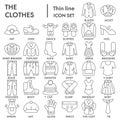 Clothes thin line icon set, clothing symbols collection or sketches. Garment and fashion linear style signs for web and