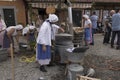 Clothes wash day, women show how to wash clothes in olden days Royalty Free Stock Photo