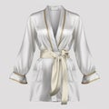 clothes women\'s white dressing gown with pockets design cut.