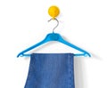 Clotheshanger With Blue Jeans Royalty Free Stock Photo