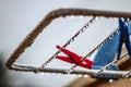 Clothesline with clothespins and raindrops Royalty Free Stock Photo