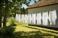 Clothesline line summer white clothes garden cotton laundry dry clean rope wash