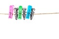 Clothesline on white background with clipping path Royalty Free Stock Photo