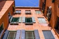 Clotheslines stretched between homes in Italy Royalty Free Stock Photo