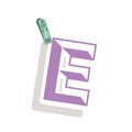 Clothespin holding relive letter e in shade Royalty Free Stock Photo