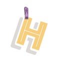 Clothespin holding relive letter h in shade Royalty Free Stock Photo