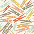 Clothespin retro seamless pattern color background