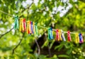 Clothespins and Clothes line on blur background Royalty Free Stock Photo