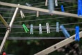 Clothespins for drying wet and washed clothes Royalty Free Stock Photo