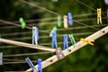 Clothespins for drying wet and washed clothes Royalty Free Stock Photo