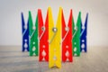 Clothespins lined up Royalty Free Stock Photo