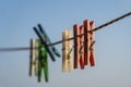Clothespins on a rope Royalty Free Stock Photo