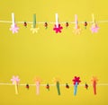Clothespins thread spring backround. High resolution photo. Royalty Free Stock Photo