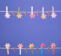 Clothespins thread spring backround. High resolution photo. Royalty Free Stock Photo