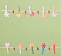 Clothespins thread spring backround. High resolution photo. Royalty Free Stock Photo