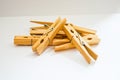 Clothespins on white background Royalty Free Stock Photo