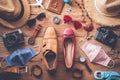 Clothing and accessories for men and women ready for new normal travel - life style Royalty Free Stock Photo