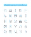 Clothing and Accessories Store vector line icons set. Apparel, Accessories, Clothing, Store, Footwear, Garments, Shoes