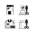 Clothing alteration service black linear icons set