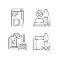 Clothing alteration service linear icons set