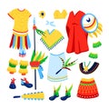 Clothing of the ancient Mayans - flat design style illustration set