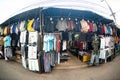 Clothing and apparel shops on the street They are common in Thailand. Royalty Free Stock Photo