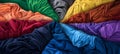 Clothing clothes fashion background - Stack of colorful t shirts (Generative Ai) Royalty Free Stock Photo