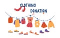 Clothing donation illustration with clothes.