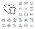 Clothing donation line icon. Charity shirt sign. Online doctor, patient and medicine. Vector