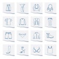 Clothing and Dress Icons on a piece of paper