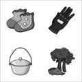 Clothing, fishing and other monochrome icon in cartoon style.technology, forestry icons in set collection.