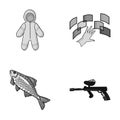 Clothing, fishing and other monochrome icon in cartoon style.technology, paintball icons in set collection.