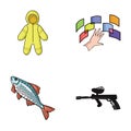 Clothing, fishing and other web icon in cartoon style.technology, paintball icons in set collection. Royalty Free Stock Photo