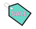 Clothing hang tag on sale 2D linear cartoon marketing sticker Royalty Free Stock Photo